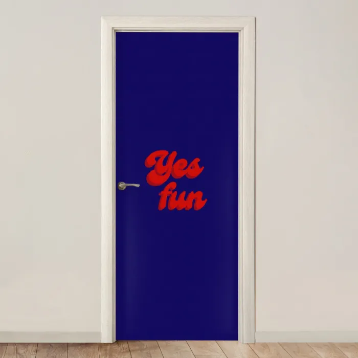 Blauw - Rood - Yes fun - 3D deurposter klein -3d_beige