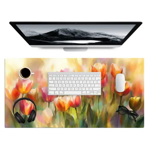 Tulpen - Sprookjesachtig - Kleurrijk Muismat XXL klein -3d