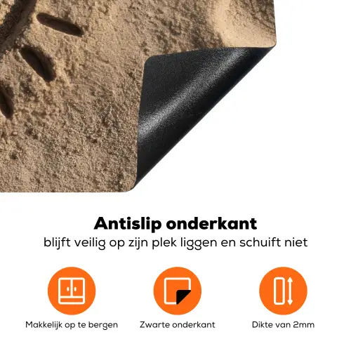 Gezichtje - Zon - Zand - Getekend Inductie beschermer vinyl 3mm klein -zzzzzzz-td-onderkant