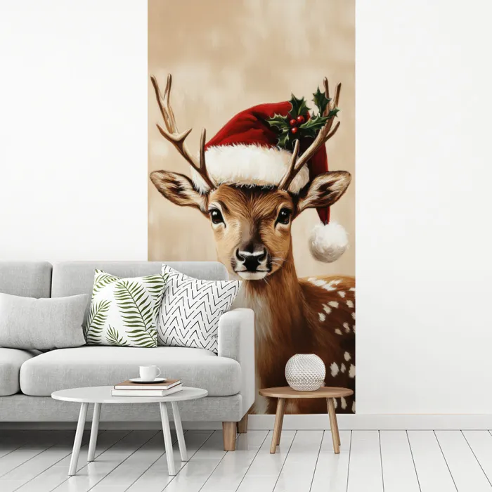 Kerst - Hert - Gewei - Rood fotobehang vinyl groot -woonkamer