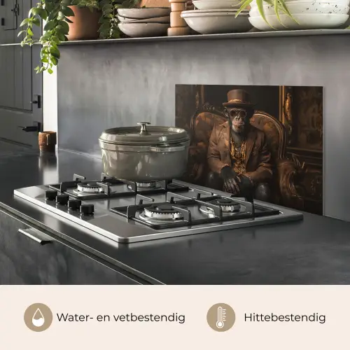 Chimpansee - Stoel - Pak - Bruin keuken achterwand spatscherm klein -usp_NL