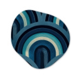 Bogen - Geometrisch - Patroon - Blauw - Retro Wandcirkel Organisch Forex 3mm klein 629 -3d
