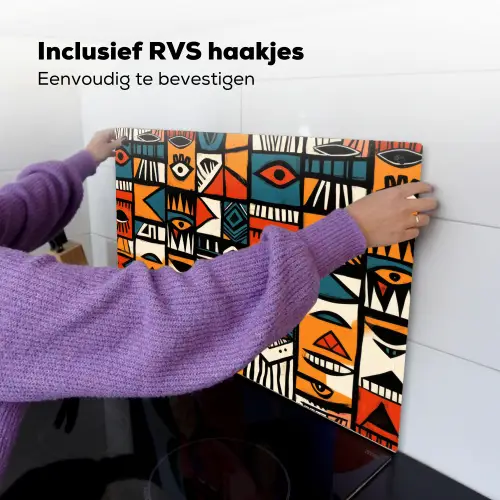 Abstract - Gezichten - Mozaïek Inductie beschemer met haakjes klein -ky-ophangen-nl