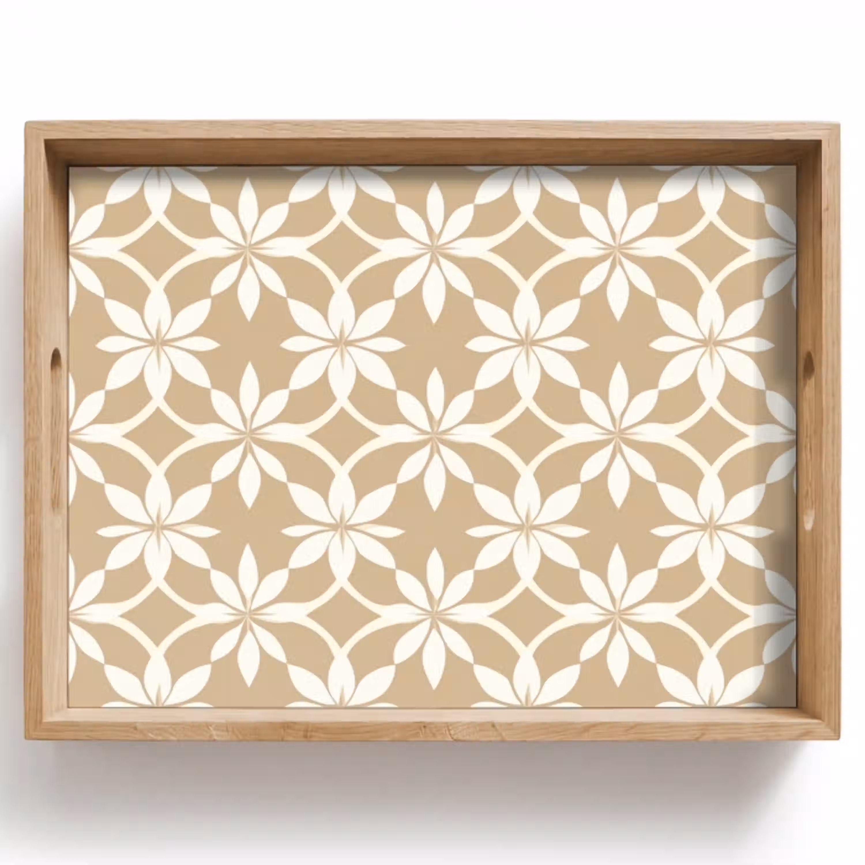 Bloemen - Patroon - Beige Dienblad Rechthoek middel 911 -z3d_shopping