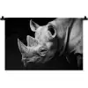 Dieren - Neushoorn - Zwart - Wit - Portret Wandkleed katoen klein -zz3d