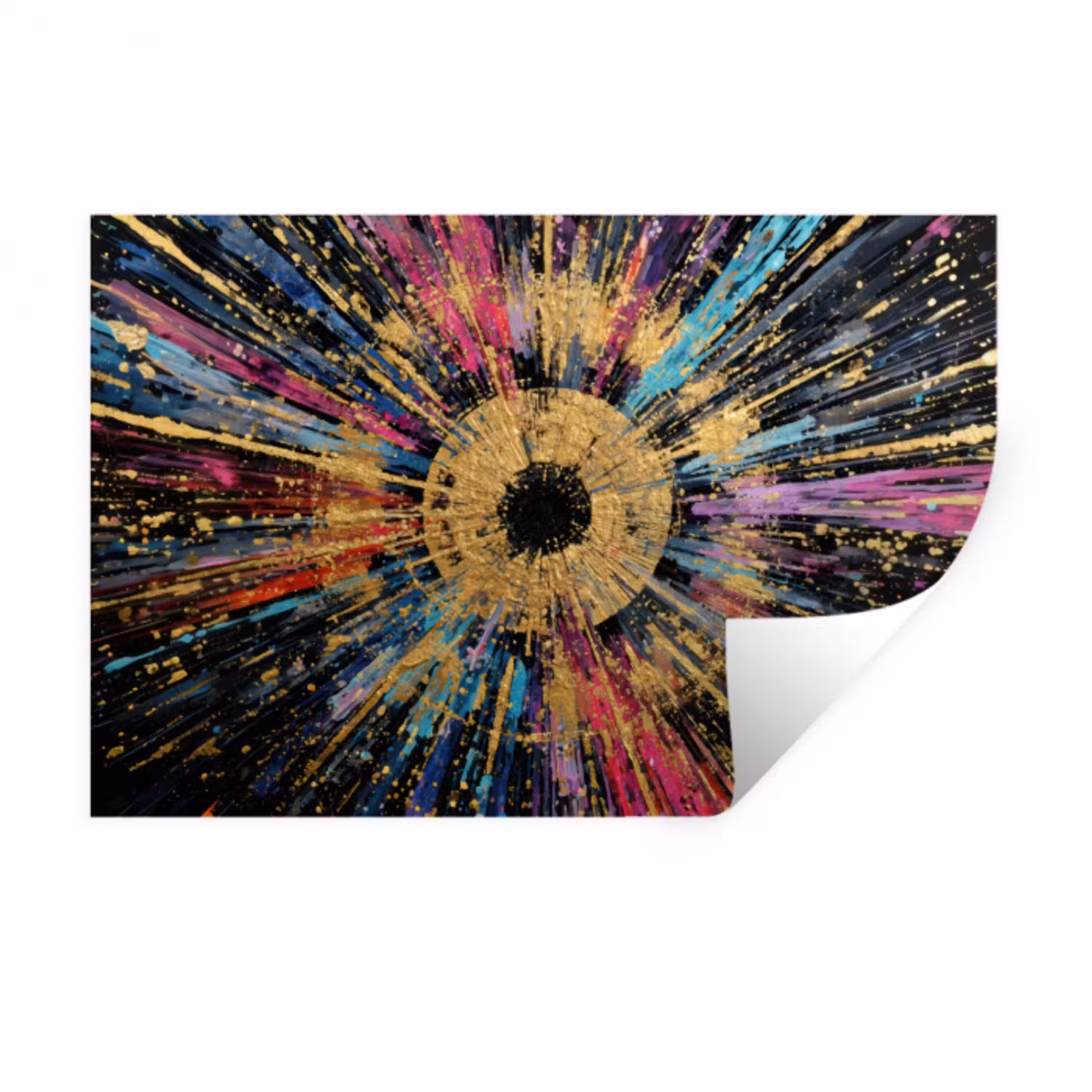 Explosie - Goud - Kleurrijk - Abstract Muursticker klein -3d