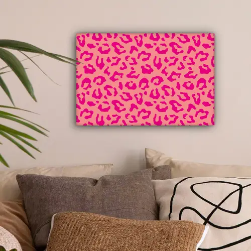 Panterprint - Roze - Dierenprint - Minimalistisch canvas 2cm klein -sfeer1