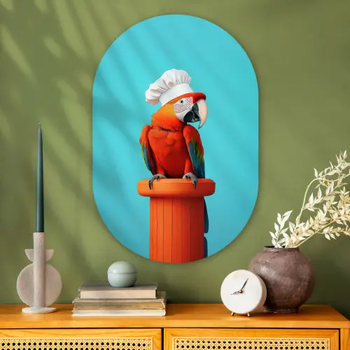 Ara - Koksmuts - Sokkel - Grappig Wandcirkel Ovaal Glas middel -sfeer2