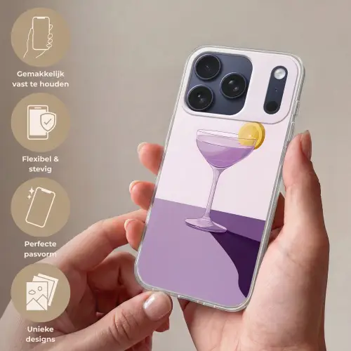 Cocktail - Paars - Minimalistisch - Citroen Telefoonhoesje iPhone 17 Pro klein -sfeer3_NL
