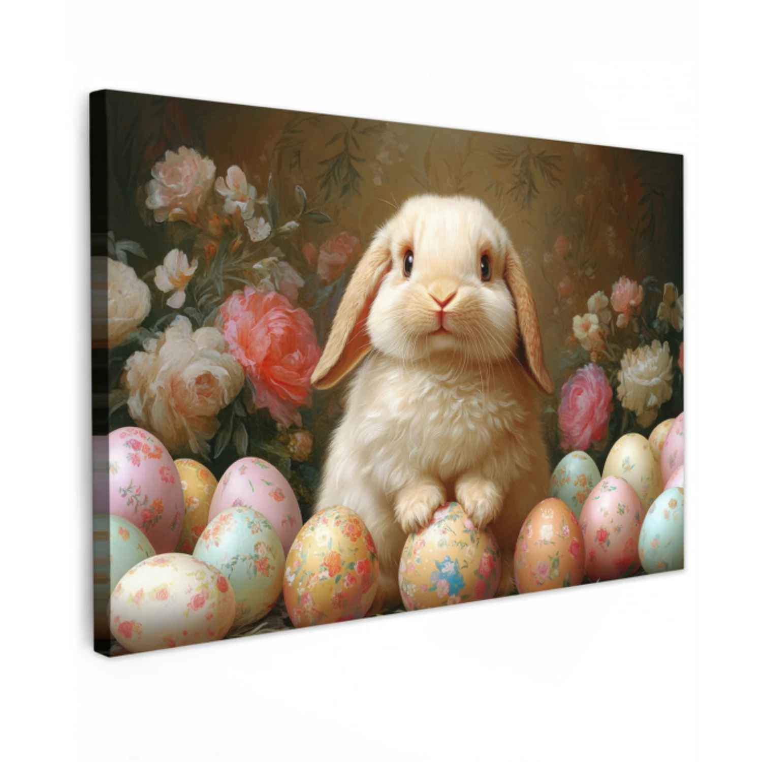Konijn - Paaseieren - Stilleven Tuinposter op houten frame 2 cm dik klein -3d