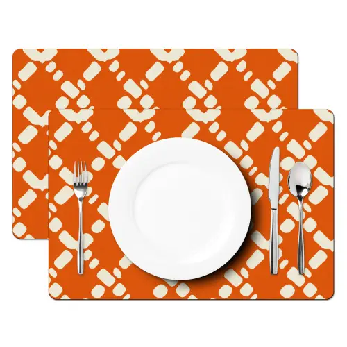 Oranje - Ruitpatroon - Wit Placemat vinyl groot 368 -zzsfeer2_Kitchenyeah-website