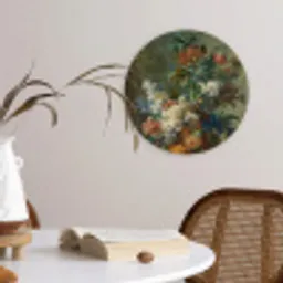 Stilleven met bloemen - Schilderij van Jan van Huysum Wandcirkel kunststof plaat 5mm dik klein -sfeer4