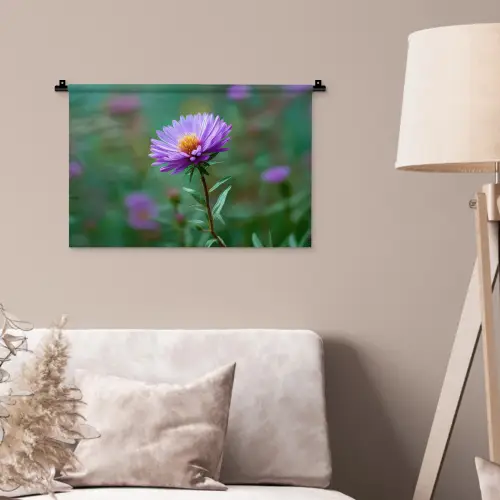 Aster - Paars - Bloem - Blaadjes Wandkleed katoen klein -sfeer4