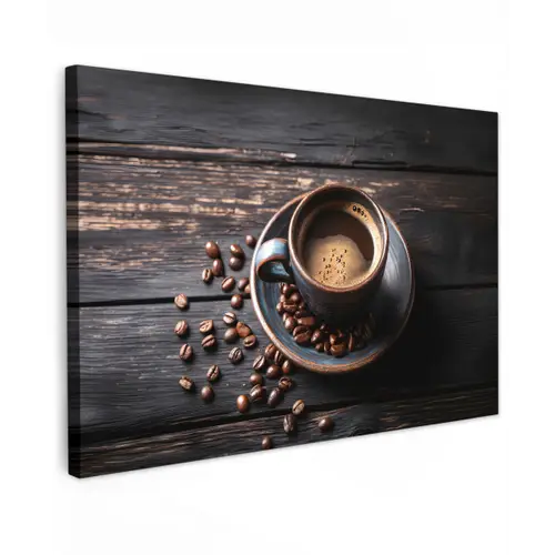 Kop - Koffie - Hout - Bonen canvas 2cm klein -z3d
