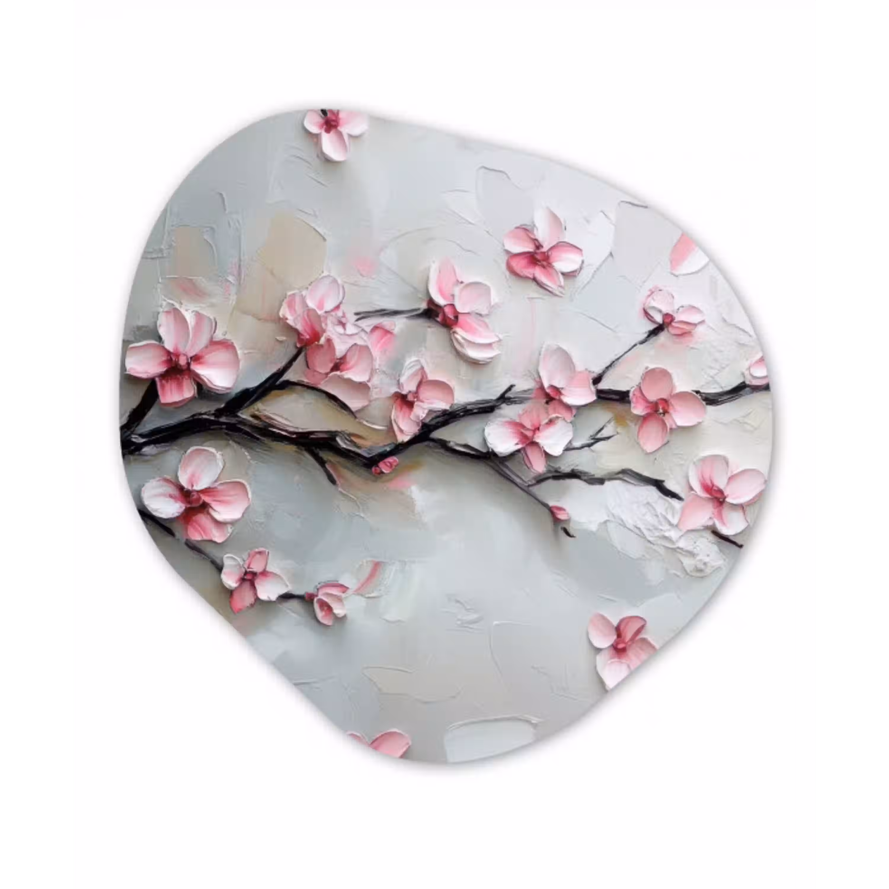 Bloesem - Kunstzinnig - Roze - Sakura Wandcirkel Organisch Aluminium middel -3d