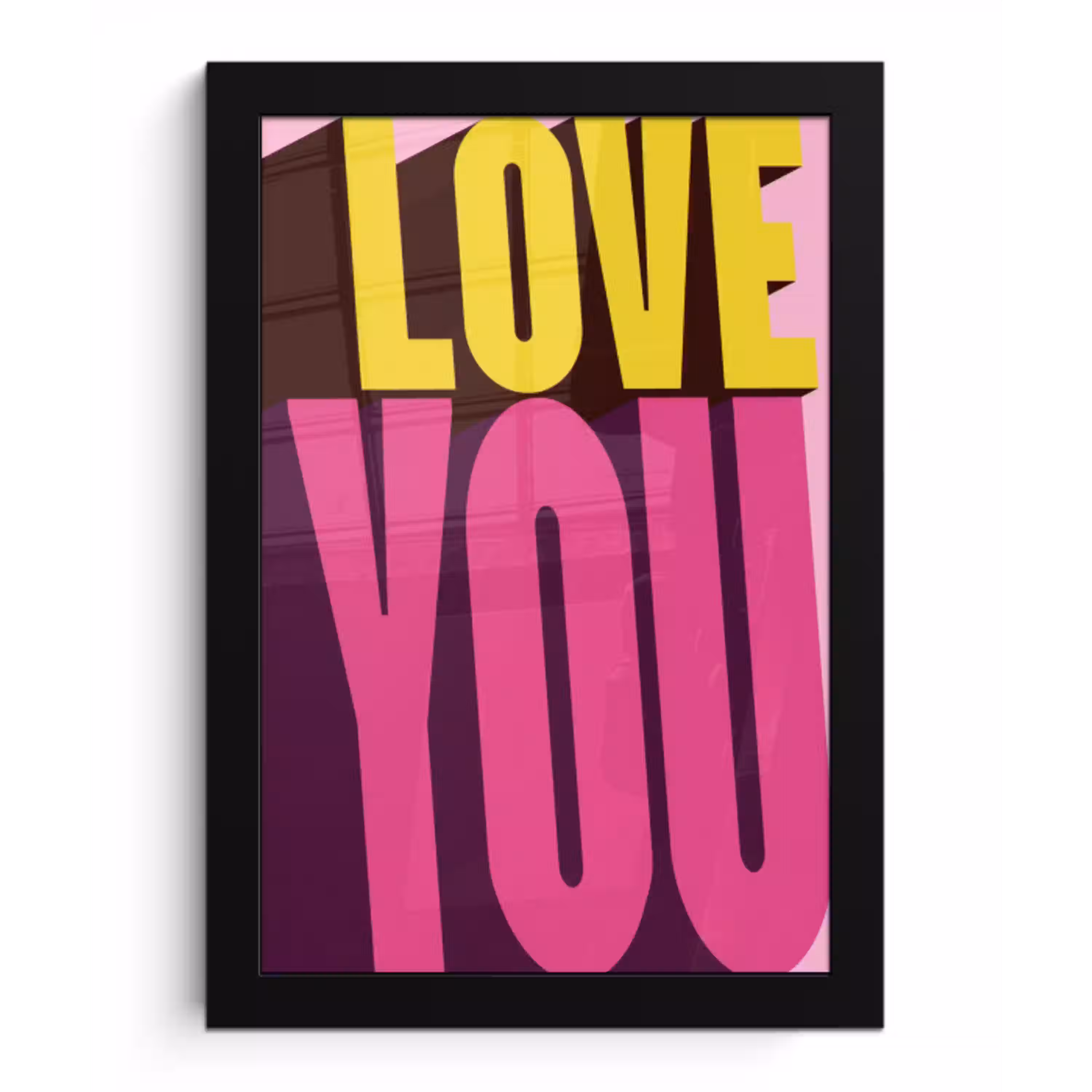 Love - Tekst - Roze - Valentijn fotolijst zwart zonder passe partout klein -3d