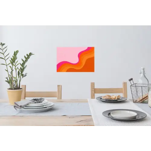 Retro - Waves - Kleurrijk Muursticker klein -eettafel