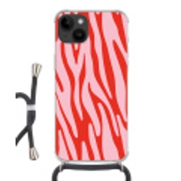 Zebraprint - Roze - Rood - Dierenprint Crossbody Case iPhone 14 middel -3d