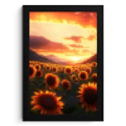 Zonnebloemen - Zonsondergang - Landschap KitchenYeah - Keuken - Fotolijst klein -3d