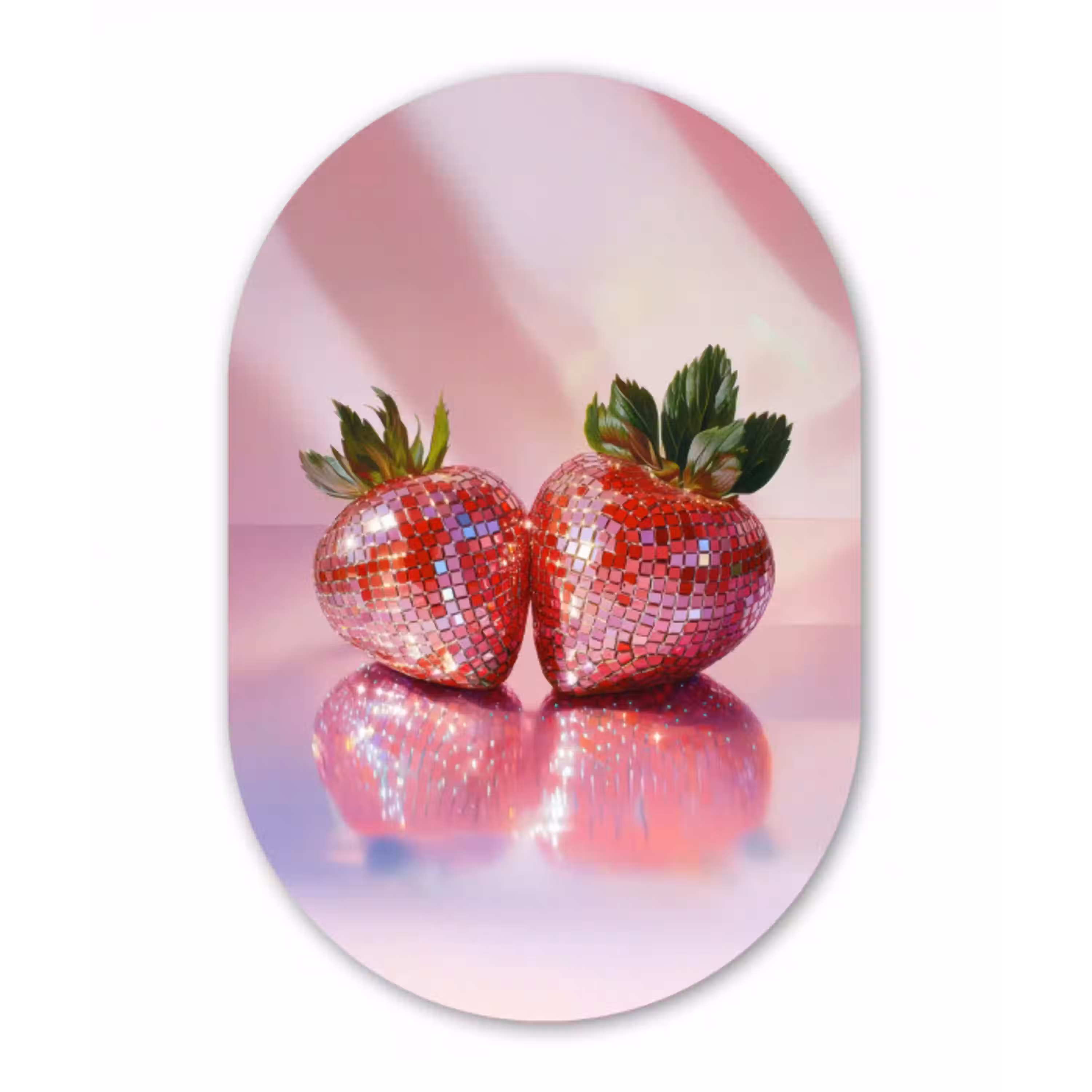 Disco - Fruit - Glitter - Strawberry Wandcirkel Ovaal Forex klein -3d