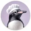 Pinguïn - Koksmuts - Lief - Paars Wandcirkel kunststof plaat 5mm dik klein -3d
