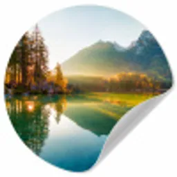 Meer - Bos - Bergen - Natuur - Zon - Landschap Wandcirkel behangsticker klein -3d
