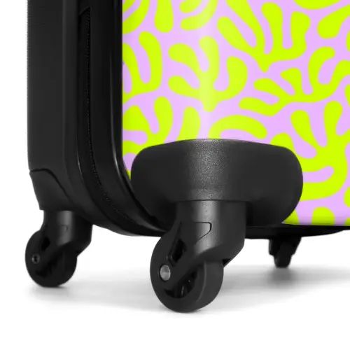 Neon bladeren op lichtroze achtergrond NBS - Handbagage koffer - Kinderen Unisex middel -wiel