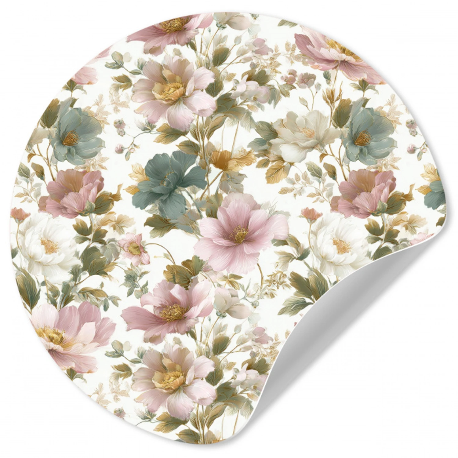 Bloemen - Patroon - Pastel Wandcirkel behangsticker klein 186 -3d