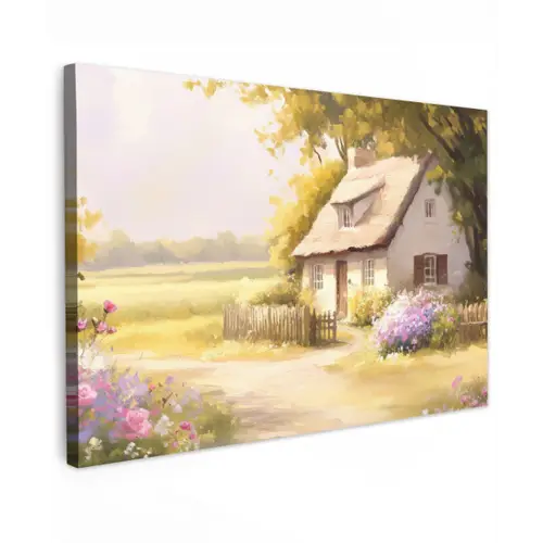 Huisje - Hout - Bloemen canvas 2cm klein -z3d