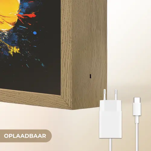 Bloemen - Kleurrijk - Graffiti - Modern - Boeket Light Box met batterij (Wandlamp) middel -USP_websiteoplaadbaarNL