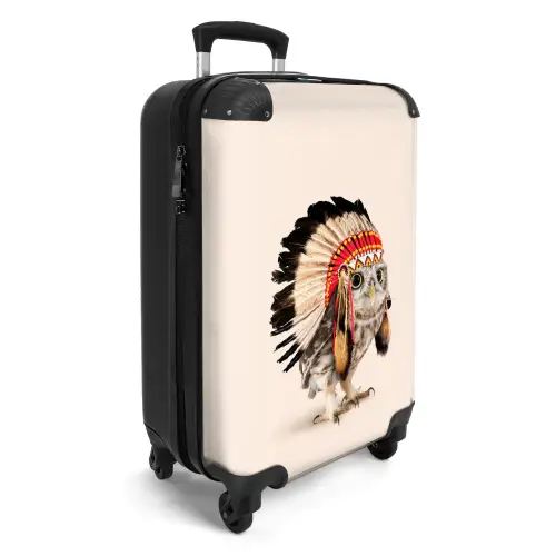Uil als Indiaan Koffer - NBS - Handbagage middel -productfoto_3d