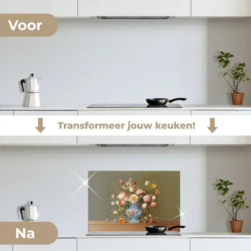 Neutral - Bloemen - Boeket - Vaas keuken achterwand spatscherm klein -voor_na_NL