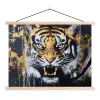 Tijger - Verfspatten - Goud textielposter latten blank klein -3d