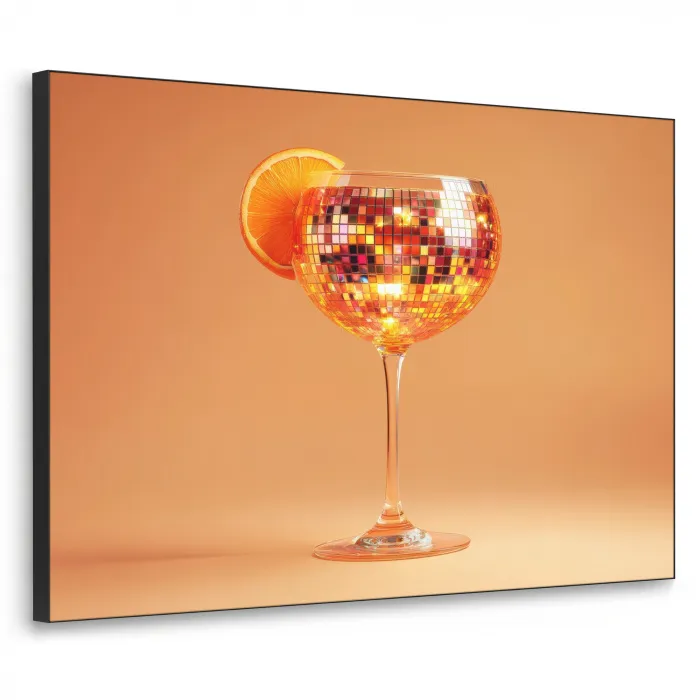 Drank - Oranje - Glitter - Disco Textielframe - compleet frame klein -3d