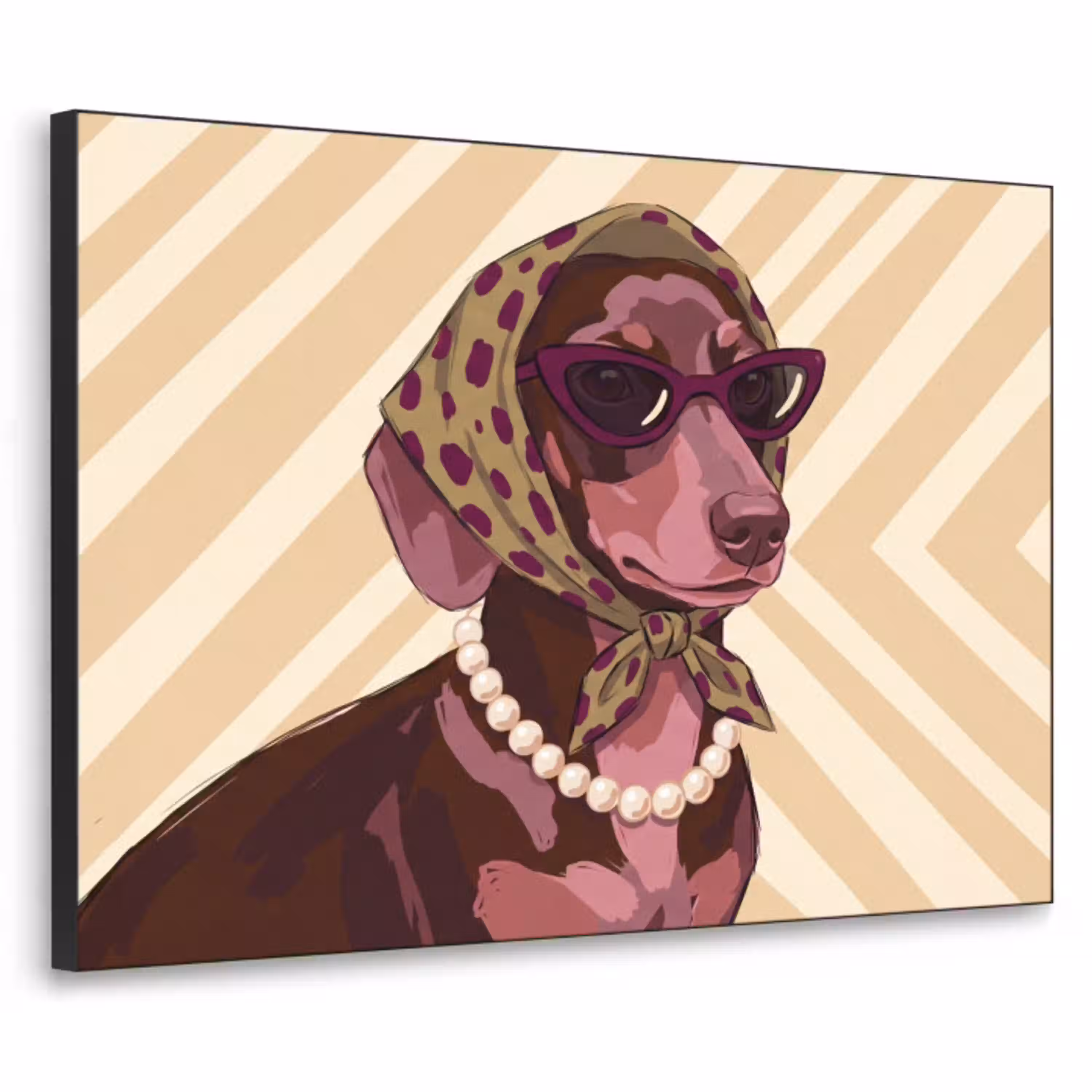 Hond - Zonnebril - Hoofddoek - Dieren - Modern Textielframe zwart klein -3d