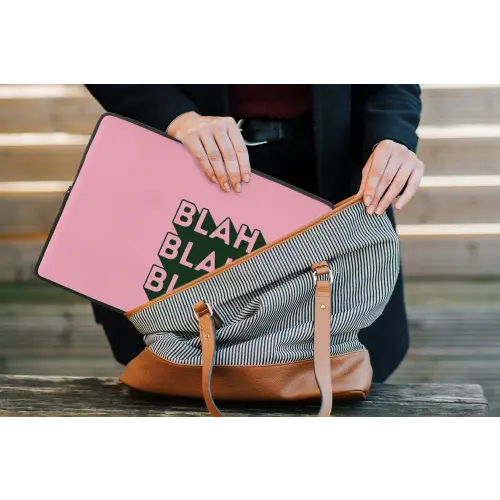 Tekst - Grafisch - Groen - Schaduw laptophoes neopreen klein -tas
