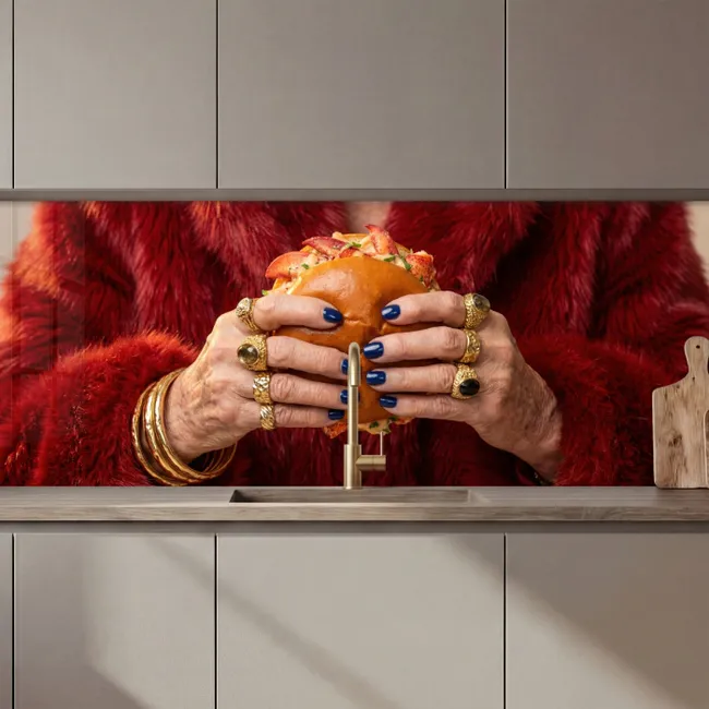 Küchenrückwand - Rolle - Pelzmantel - Gold