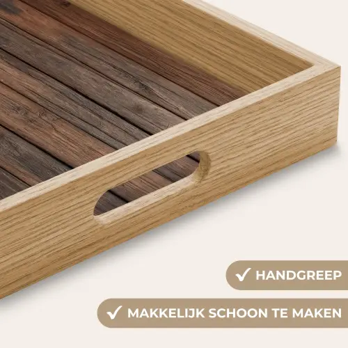 Houten plankpatroon - Warmte - Natuurlijk Dienblad Rechthoek middel -USP_HandgreepNL