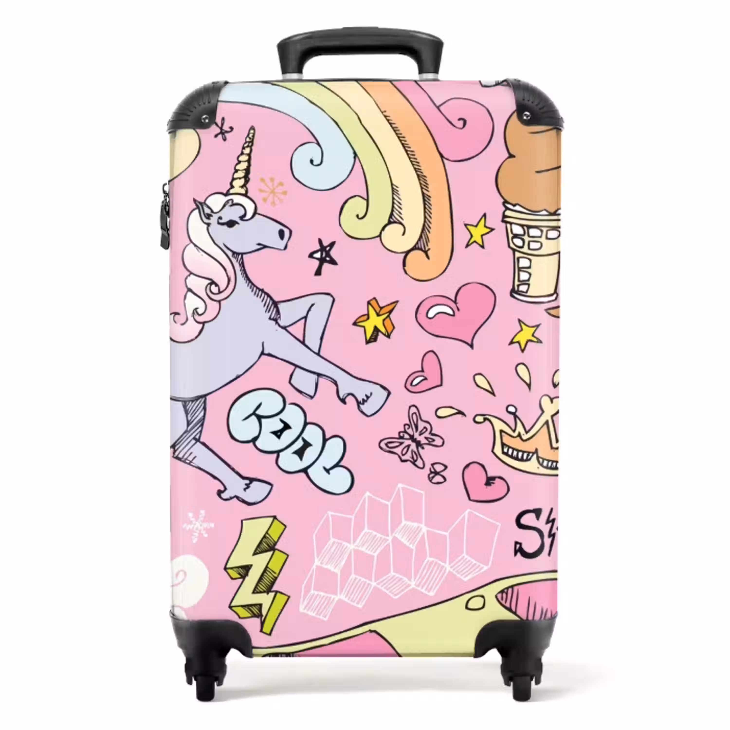 Unicorn doodles NBS - Handbagage koffer - Unisex middel -productfoto_recht