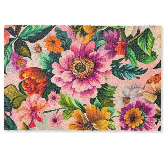 Gepersonaliseerde deurmat Bloemen - Kleurrijk - Roze