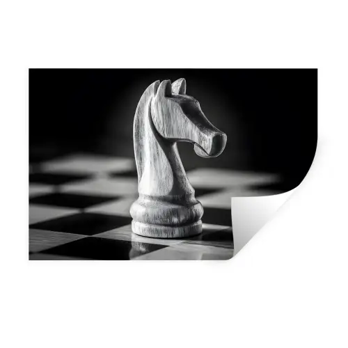 Paard - Hout - Schaalbord - Zwart Muursticker klein -3d