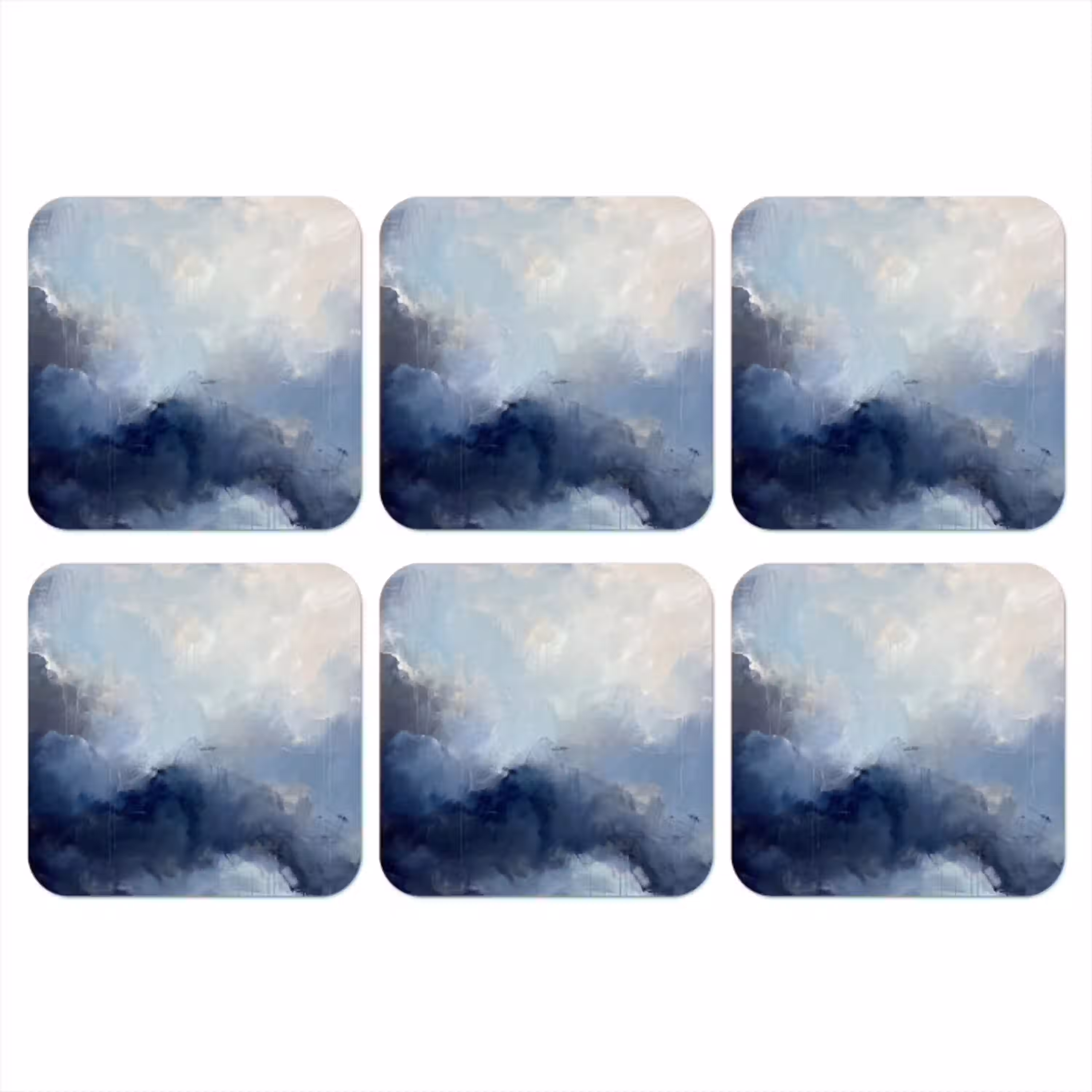 Abstract - Wolken - Modern - Blauw - Kunst onderzetter kurk middel -3d