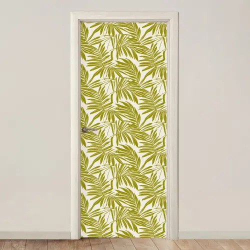 Palmblad - Patroon - Groen deurposter klein 289 -3d_beige