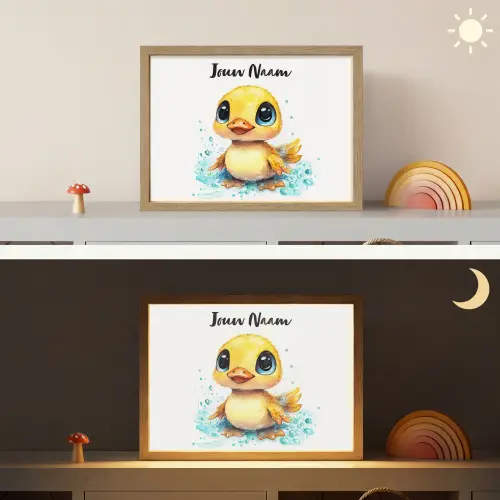 Eendje - Badeend - Geel Light Box met batterij (Wandlamp kind) middel -sfeer3_kind