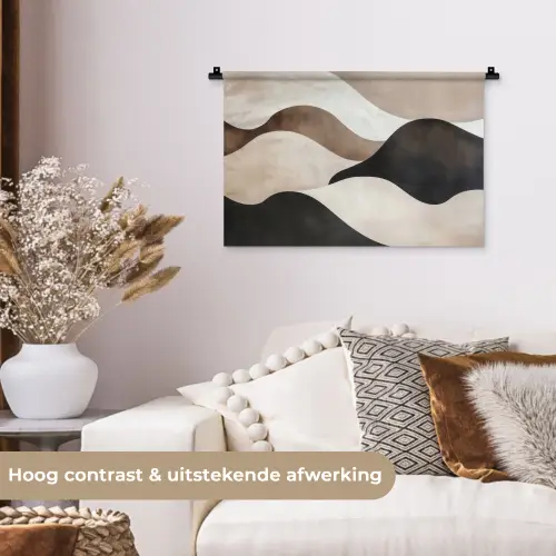 Golven - Abstract - Beige Wandkleed katoen klein -sfeer1