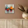 Moderne kunst - Oranje - Grijs - Abstract aluminium wit klein -sfeer4