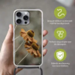 Zonnehoed - Droogbloemen - Geel - Warm Hoesje iPhone 16 Pro Max met koord klein -sfeer2_NL