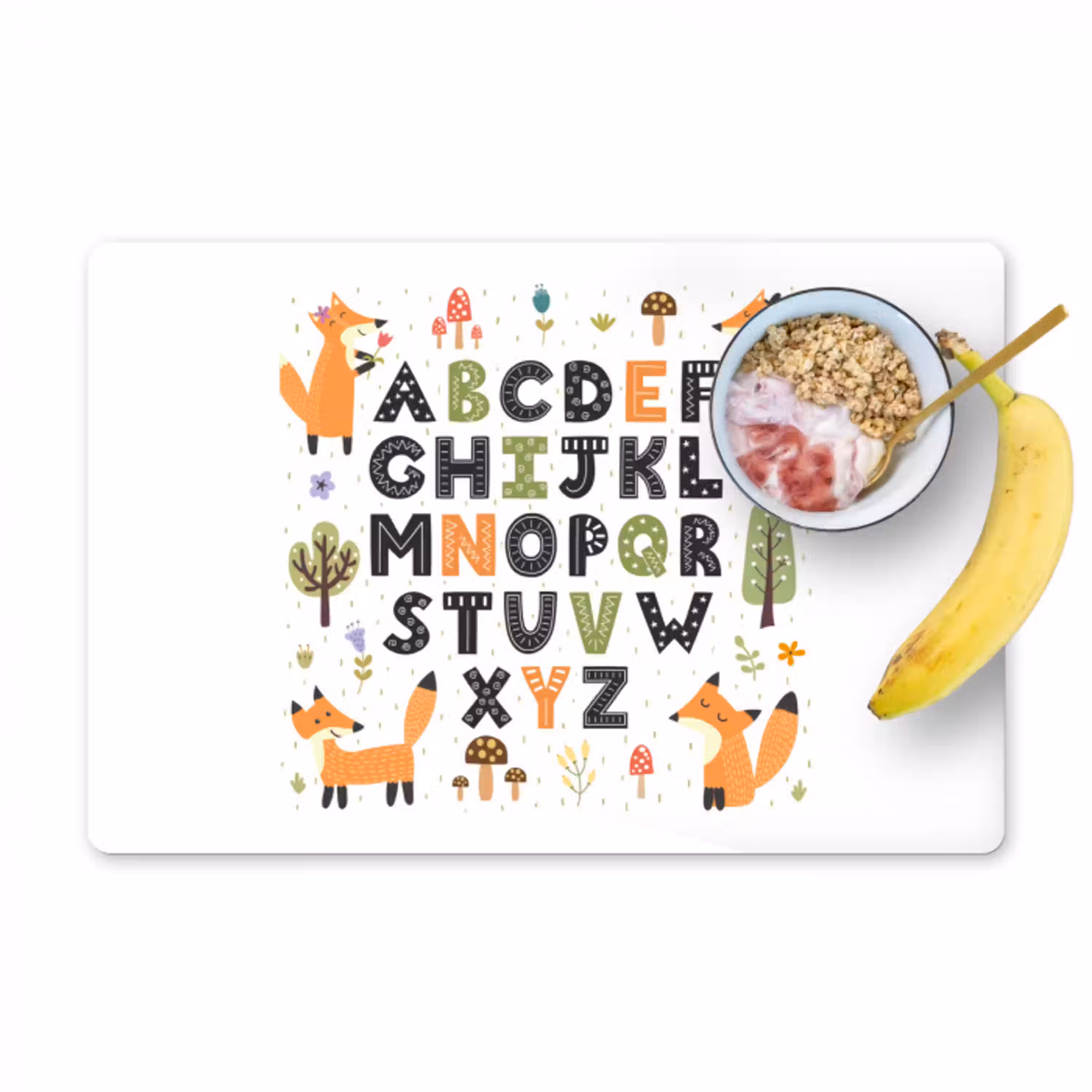 Illustratie alfabet met vossen Placemat vinyl groot -zzzproduct_Kitchenyeah-website