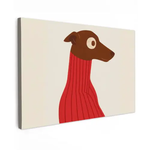 Silhouet - Hond - Trui - Rood canvas 2cm klein -z3d