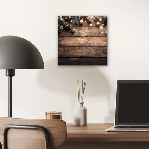 Kerstdecoratie - Houten - Dennenappel - Bruin aluminium wit klein -sfeer5